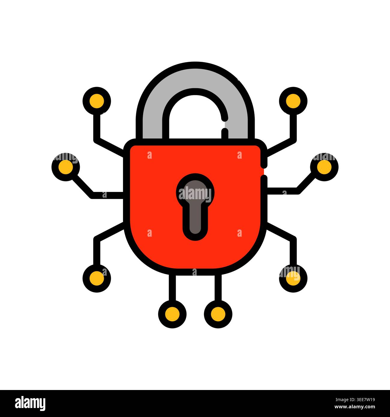 lock color line icon. Vector isolated element. Editable stroke. Stock Vector