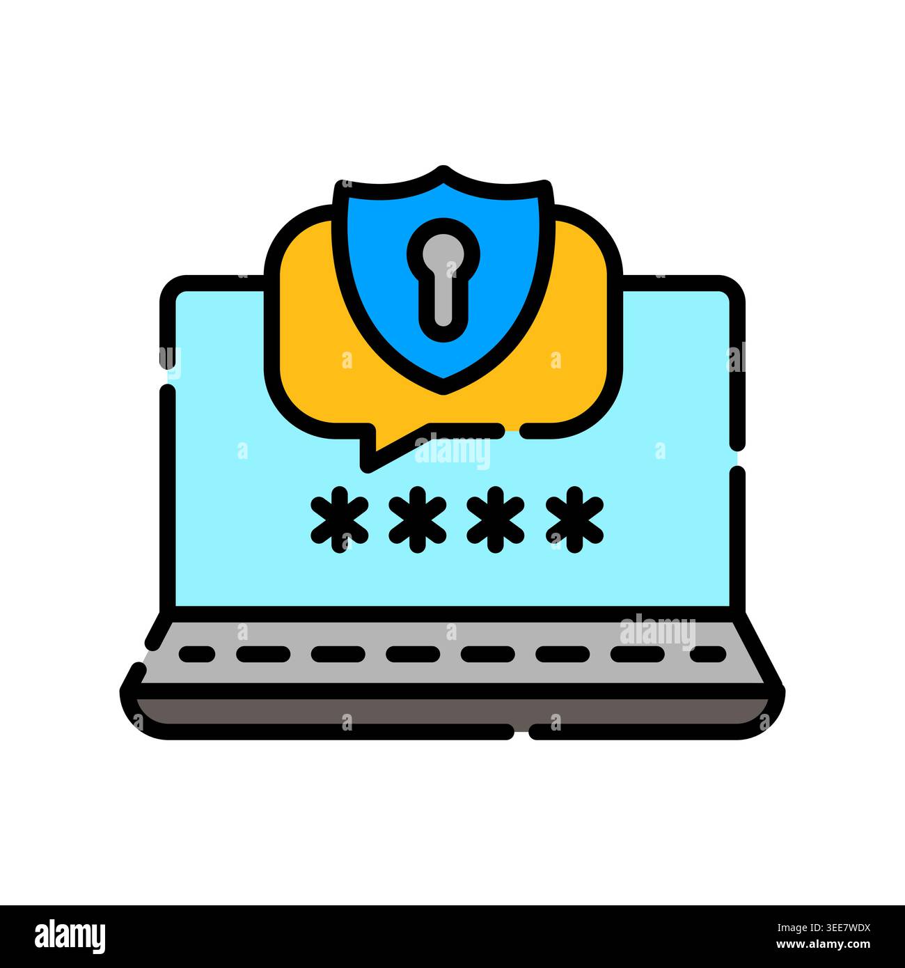 password color line icon. Vector isolated element. Editable stroke. Stock Vector