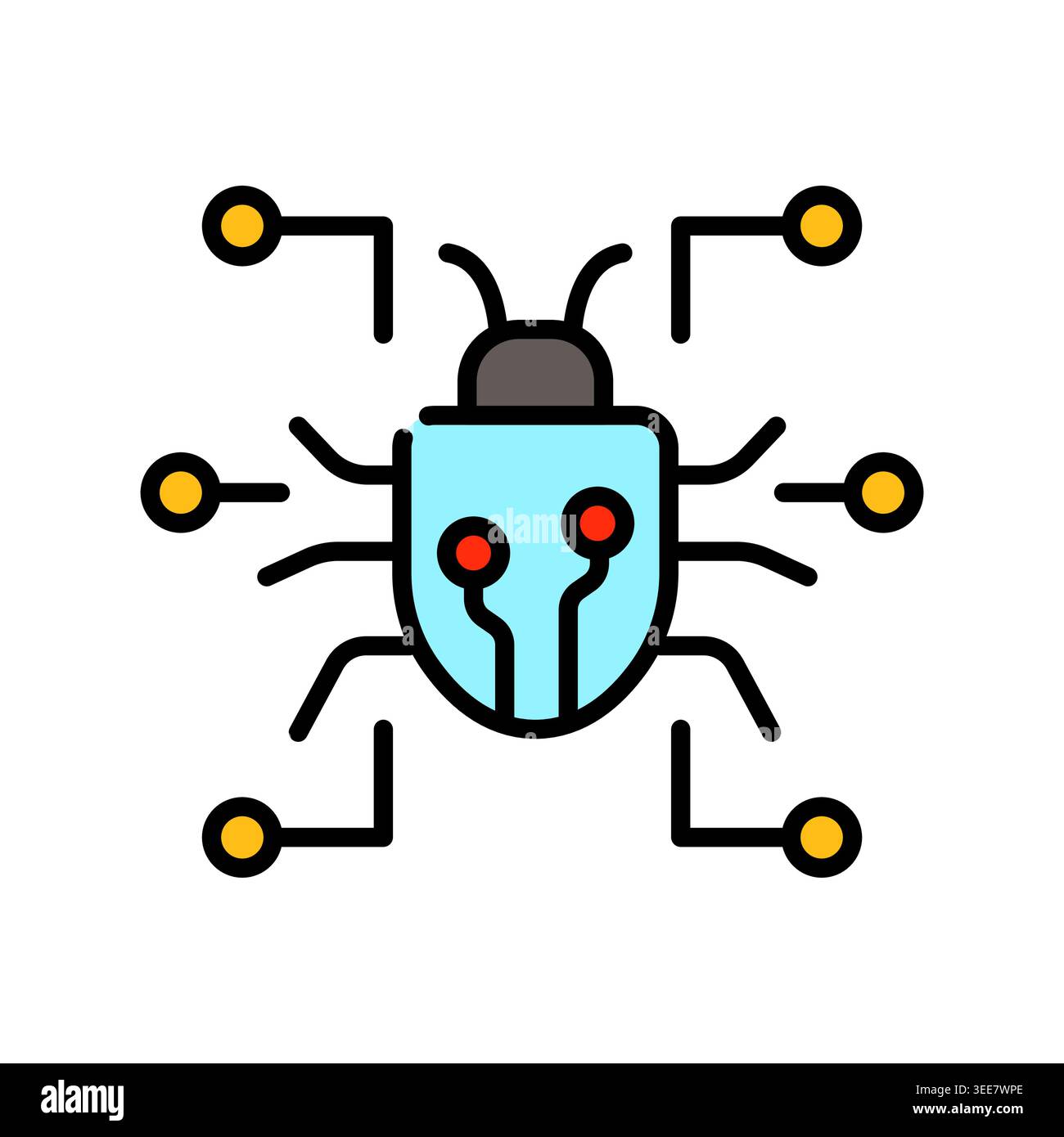 virus color line icon. Vector isolated element. Editable stroke. Stock Vector