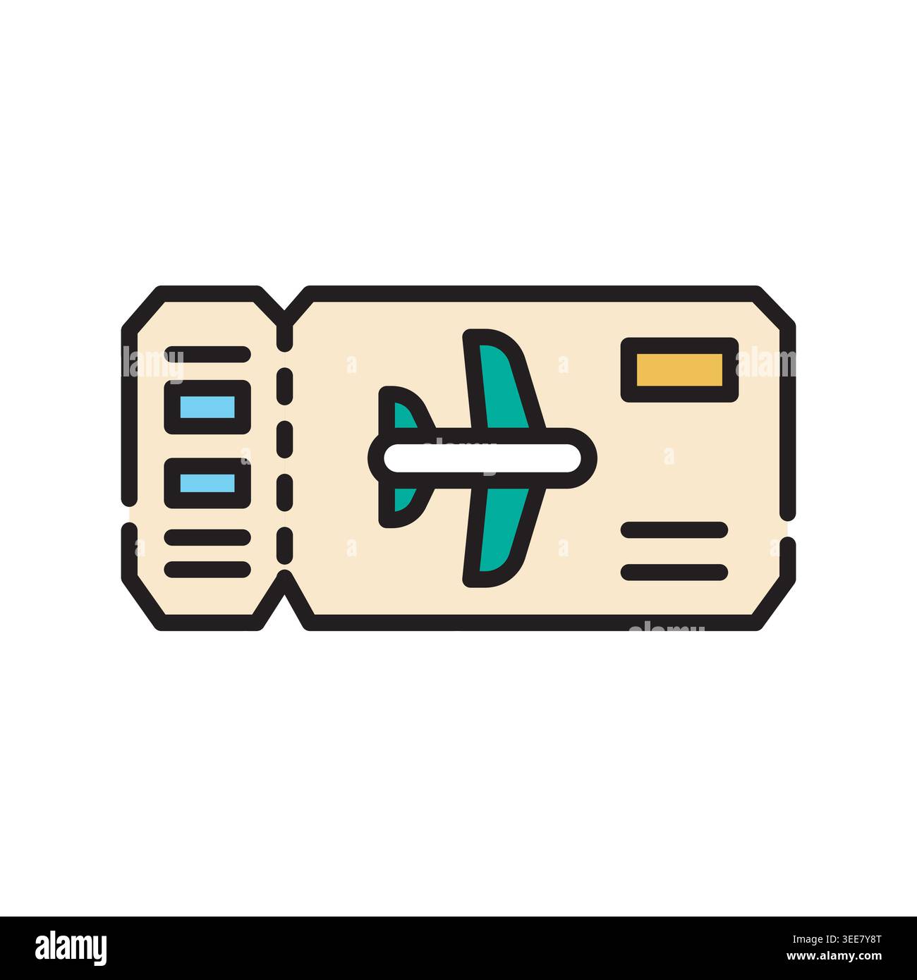 avia ticket color line icon. Vector isolated element. Editable stroke. Stock Vector