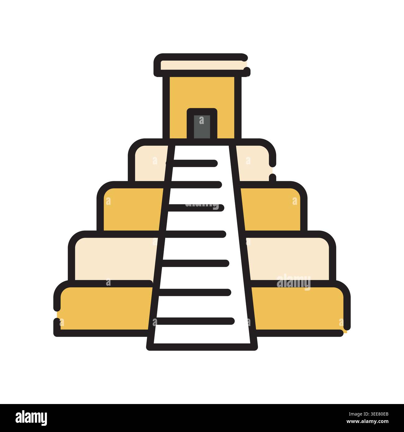 aztec pyramid color line icon. Vector isolated element. Editable stroke. Stock Vector