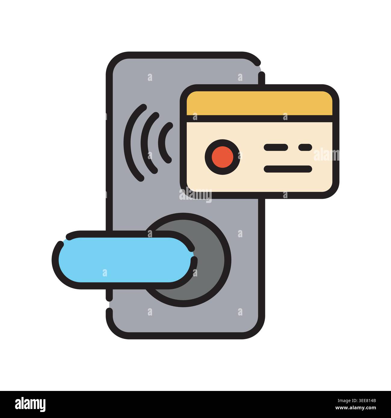 key card color line icon. Vector isolated element. Editable stroke. Stock Vector