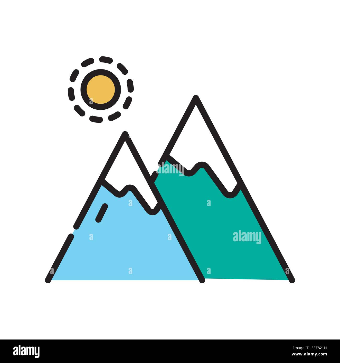 mountain peaks color line icon. Vector isolated element. Editable stroke. Stock Vector