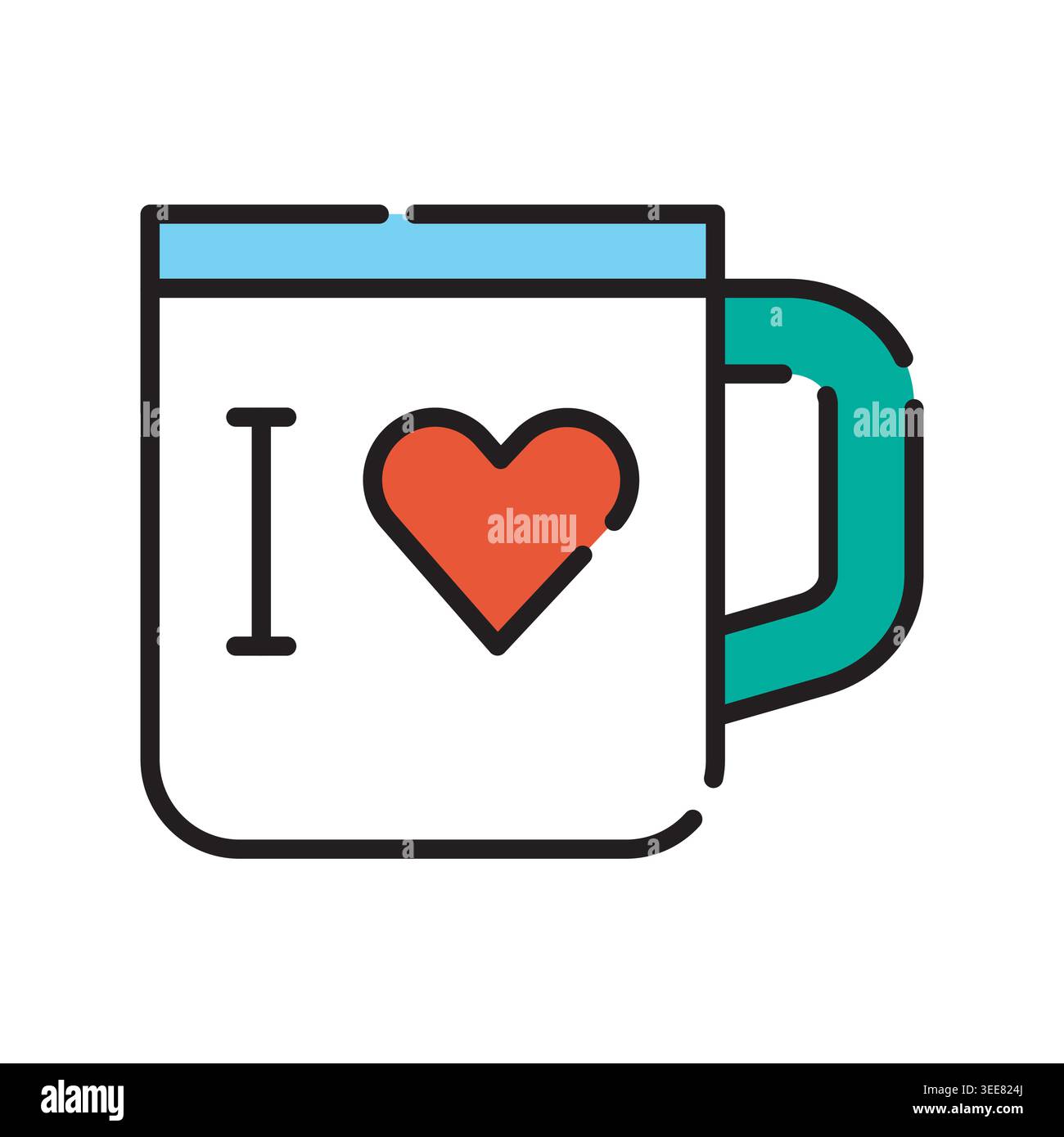 mug souvenir color line icon. Vector isolated element. Editable stroke. Stock Vector