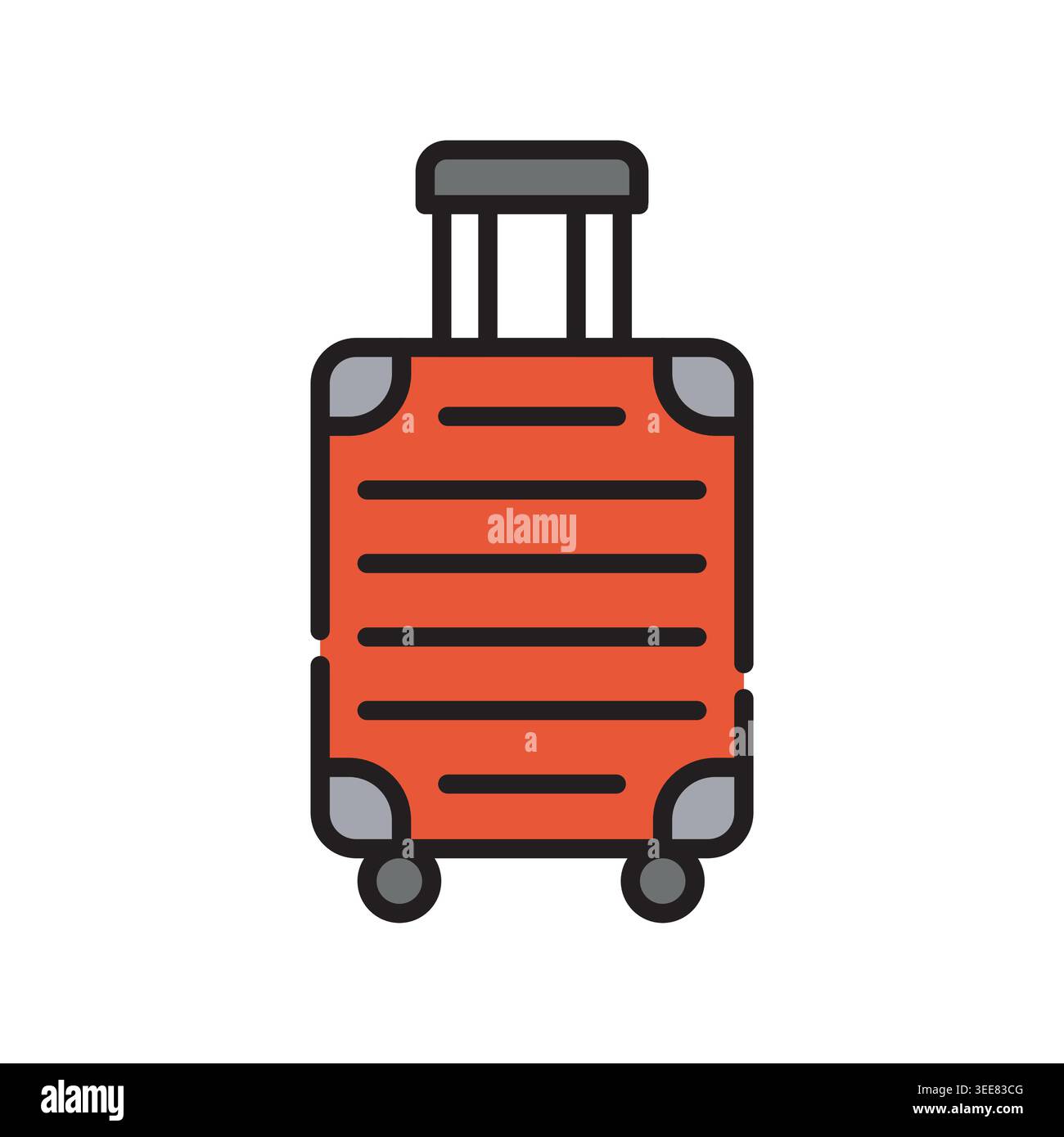 rolling suitcase color line icon. Vector isolated element. Editable stroke. Stock Vector