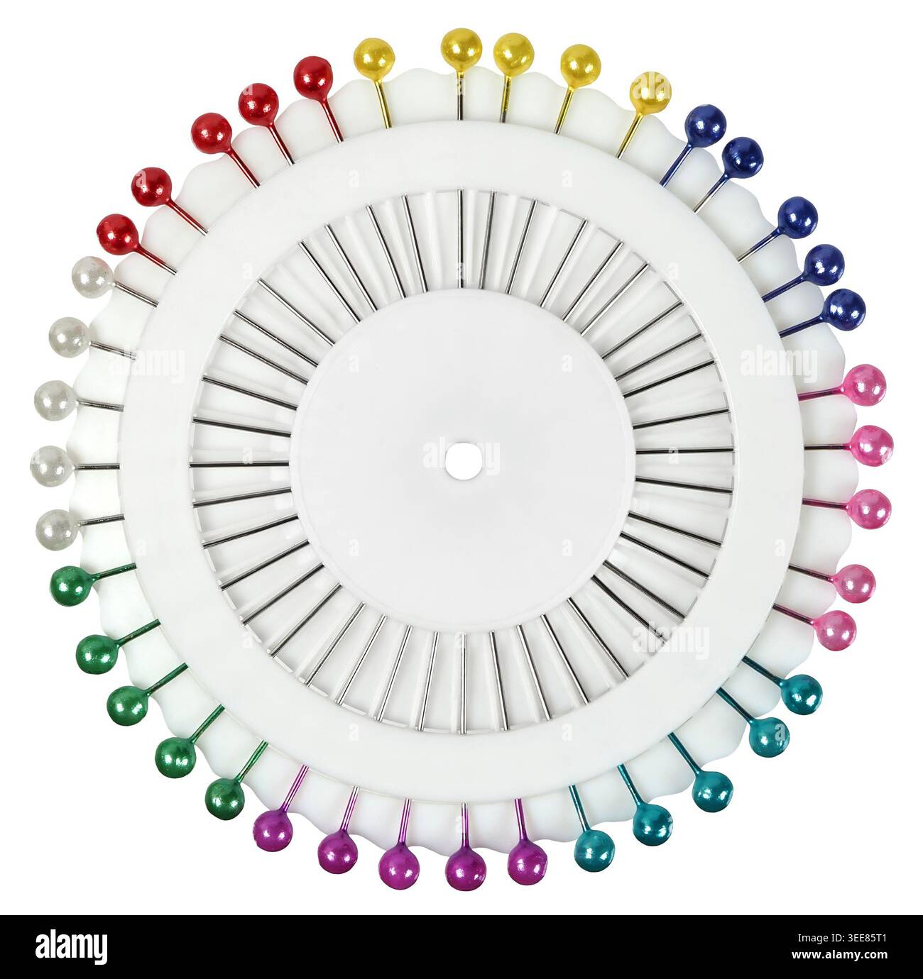 Circular Pin Holder With Assorted Pins Stock Photo