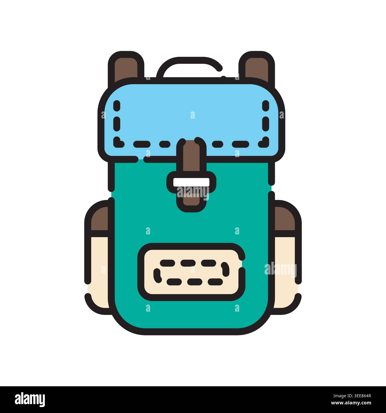 traveler backpack color line icon. Vector isolated element. Editable stroke. Stock Vector