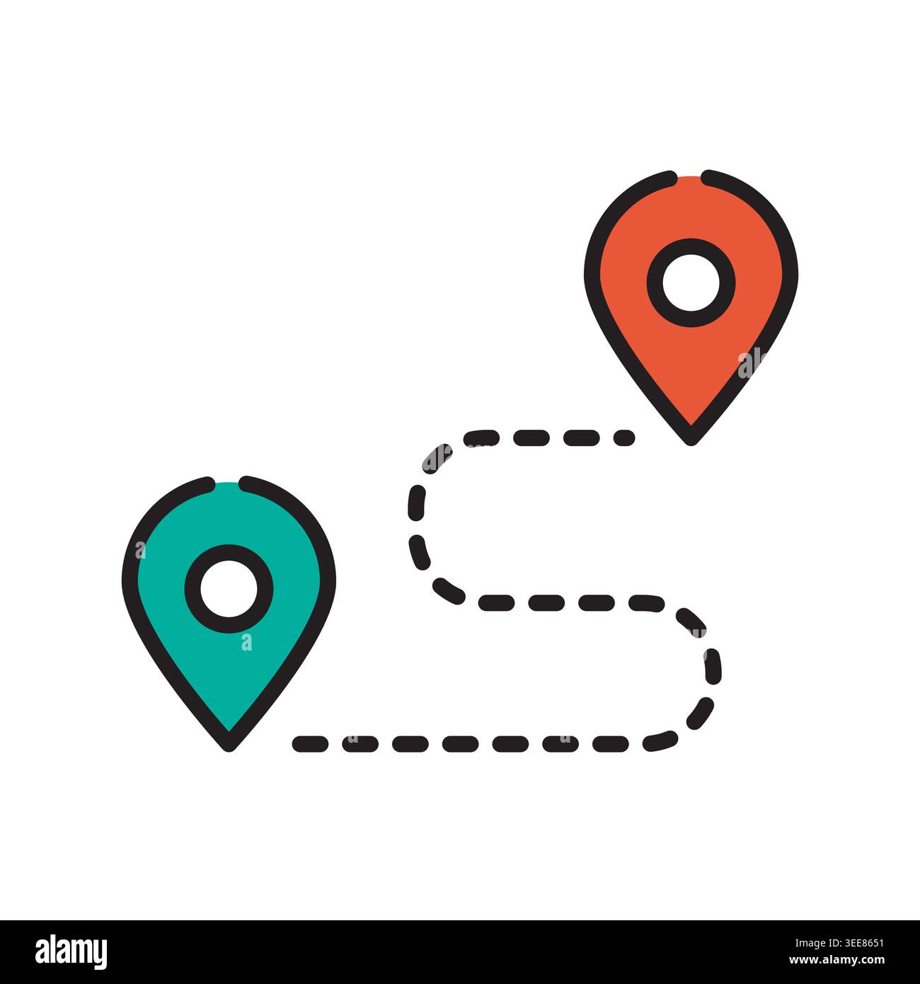 route line color line icon. Vector isolated element. Editable stroke. Stock Vector