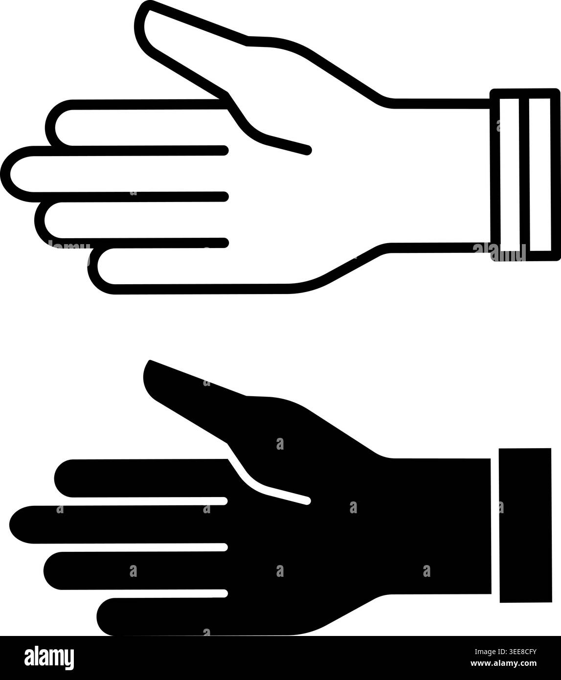 Hand Icons. Black and White Vector Illustrations. Medicine. Human Upper ...
