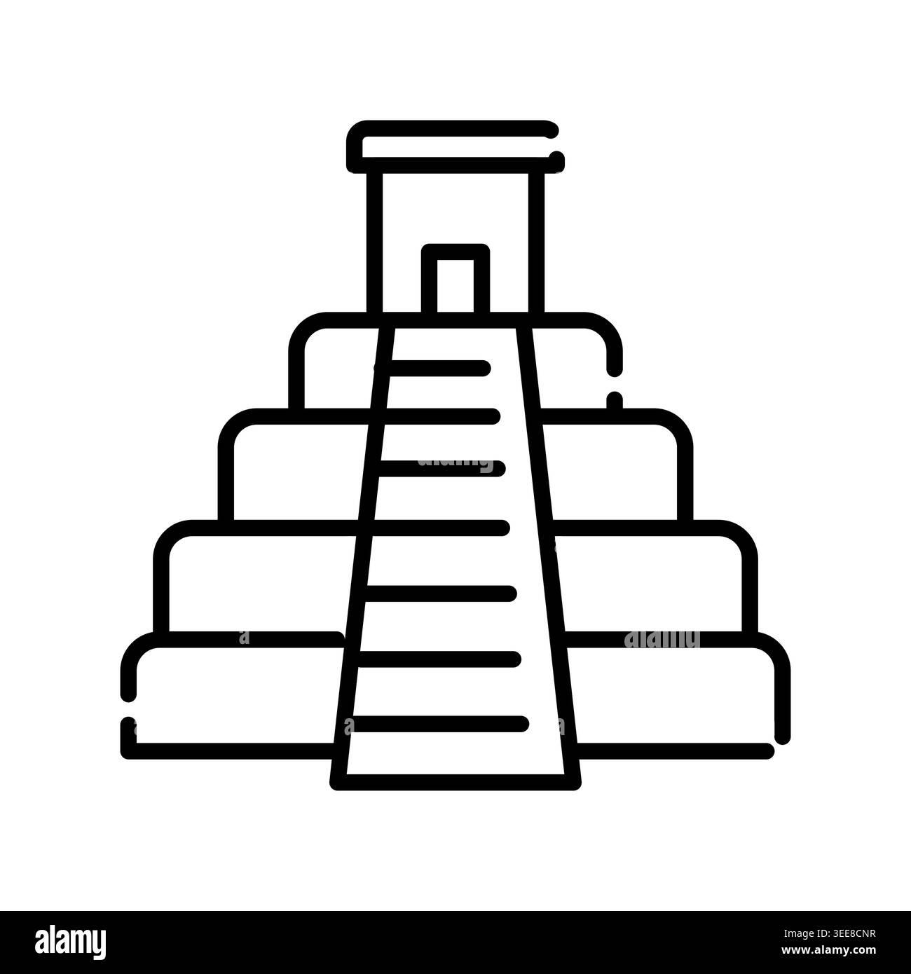 aztec pyramid color line icon. Vector isolated element. Editable stroke. Stock Vector