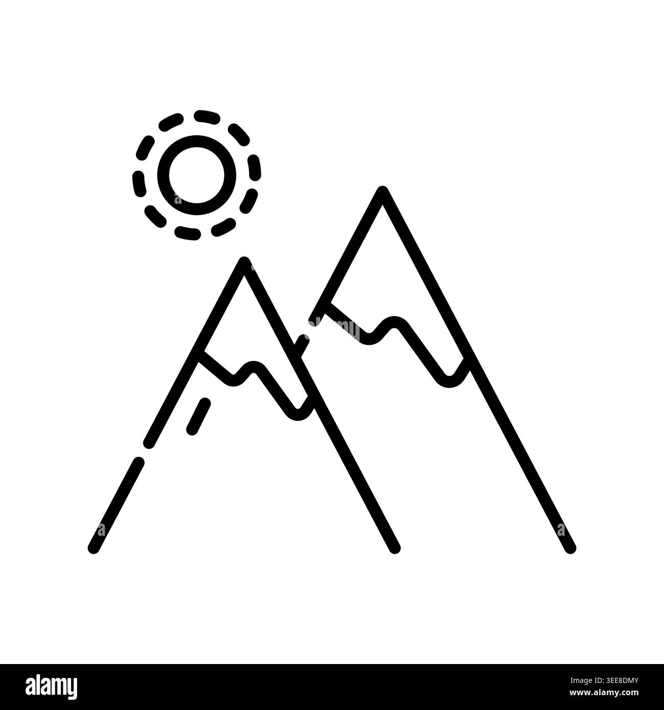 mountain peaks color line icon. Vector isolated element. Editable stroke. Stock Vector