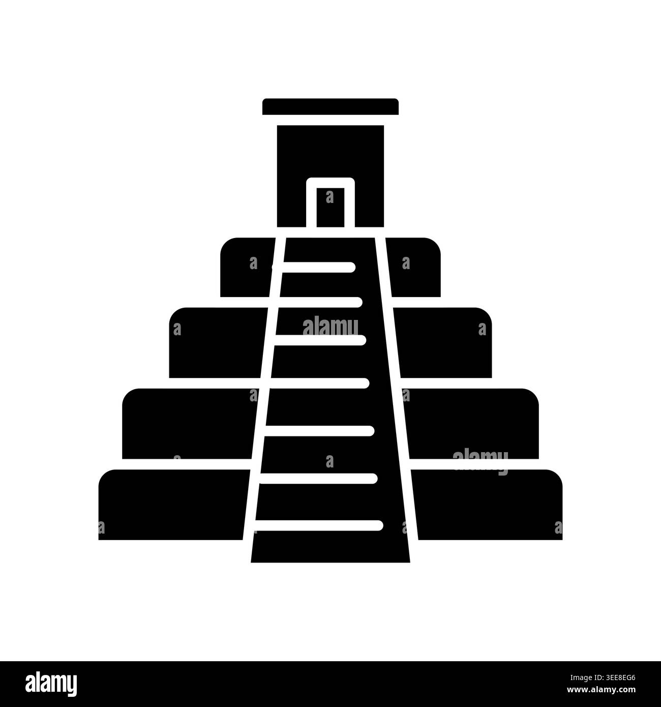 aztec pyramid color line icon. Vector isolated element. Editable stroke. Stock Vector