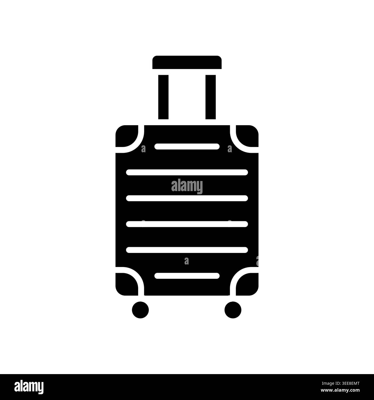 rolling suitcase color line icon. Vector isolated element. Editable stroke. Stock Vector