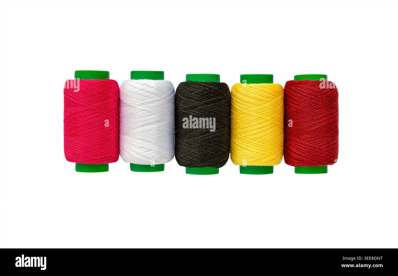 Thread spools , isolated on white background. Sewing thread. Stock Photo