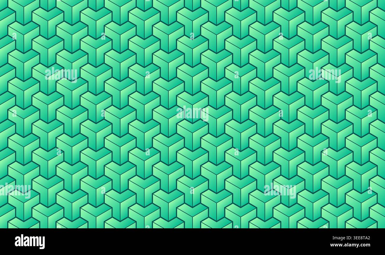 Geometric green color abstract shapes seamless pattern background, vector illustration Stock Vector