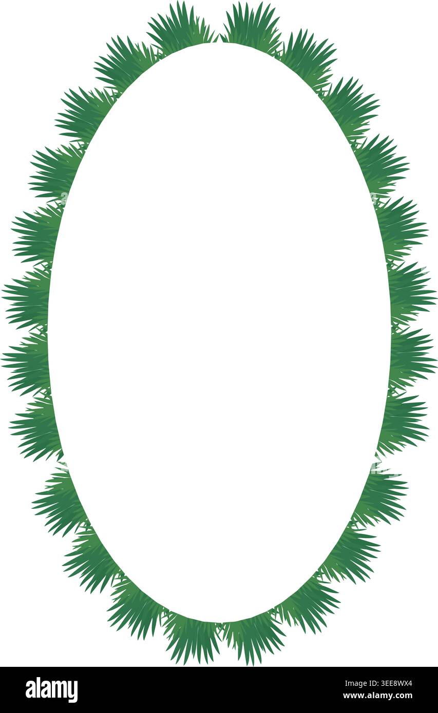 Green Grass empty frame. Trendy botany graphic template. Grass empty frame box. Hand drawn illustration Stock Vector