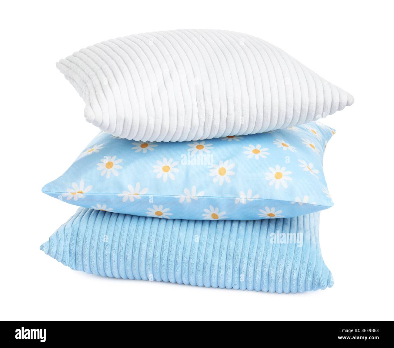 Stack of color cushions isolated on white Stock Photo