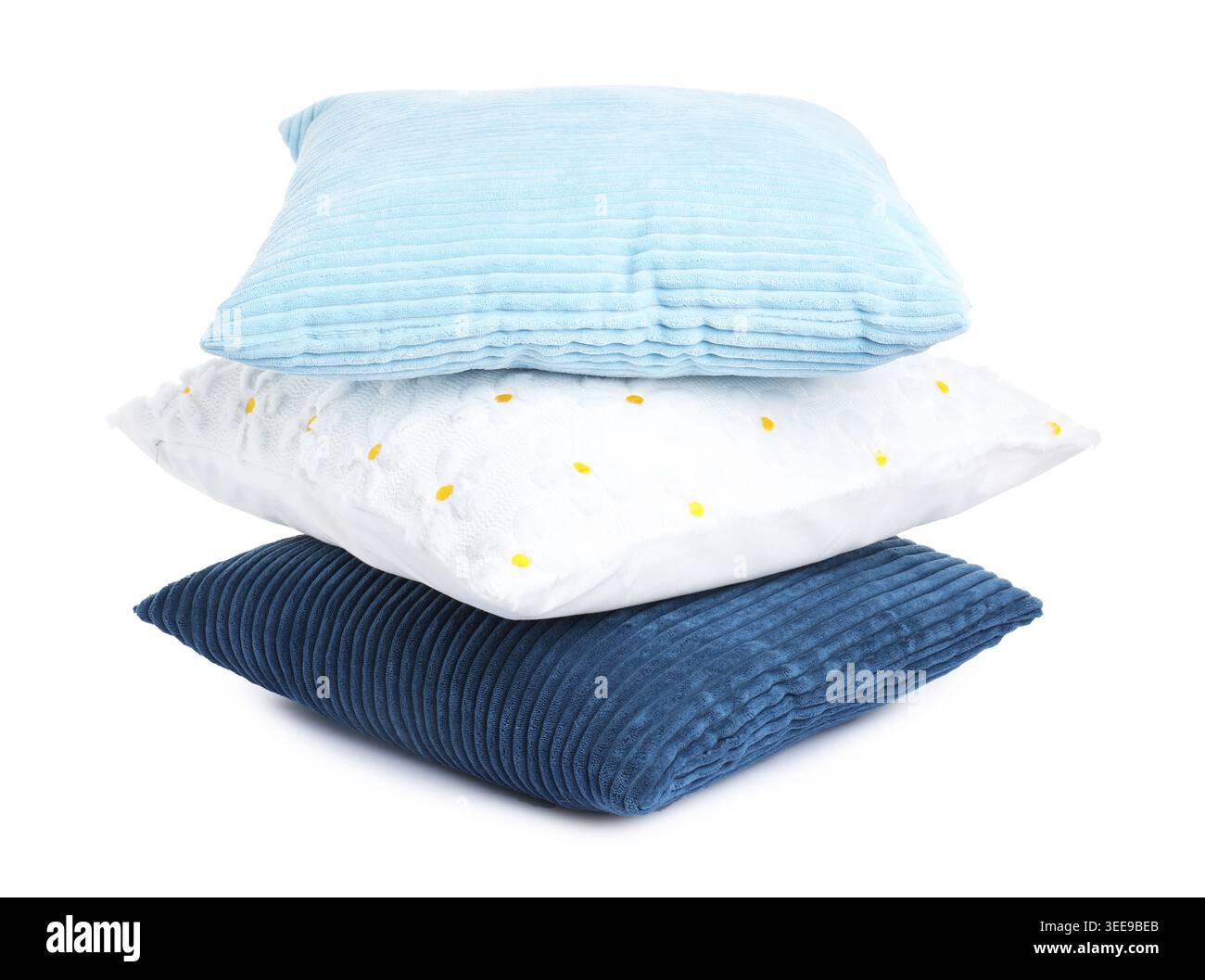 Stack of color cushions isolated on white Stock Photo