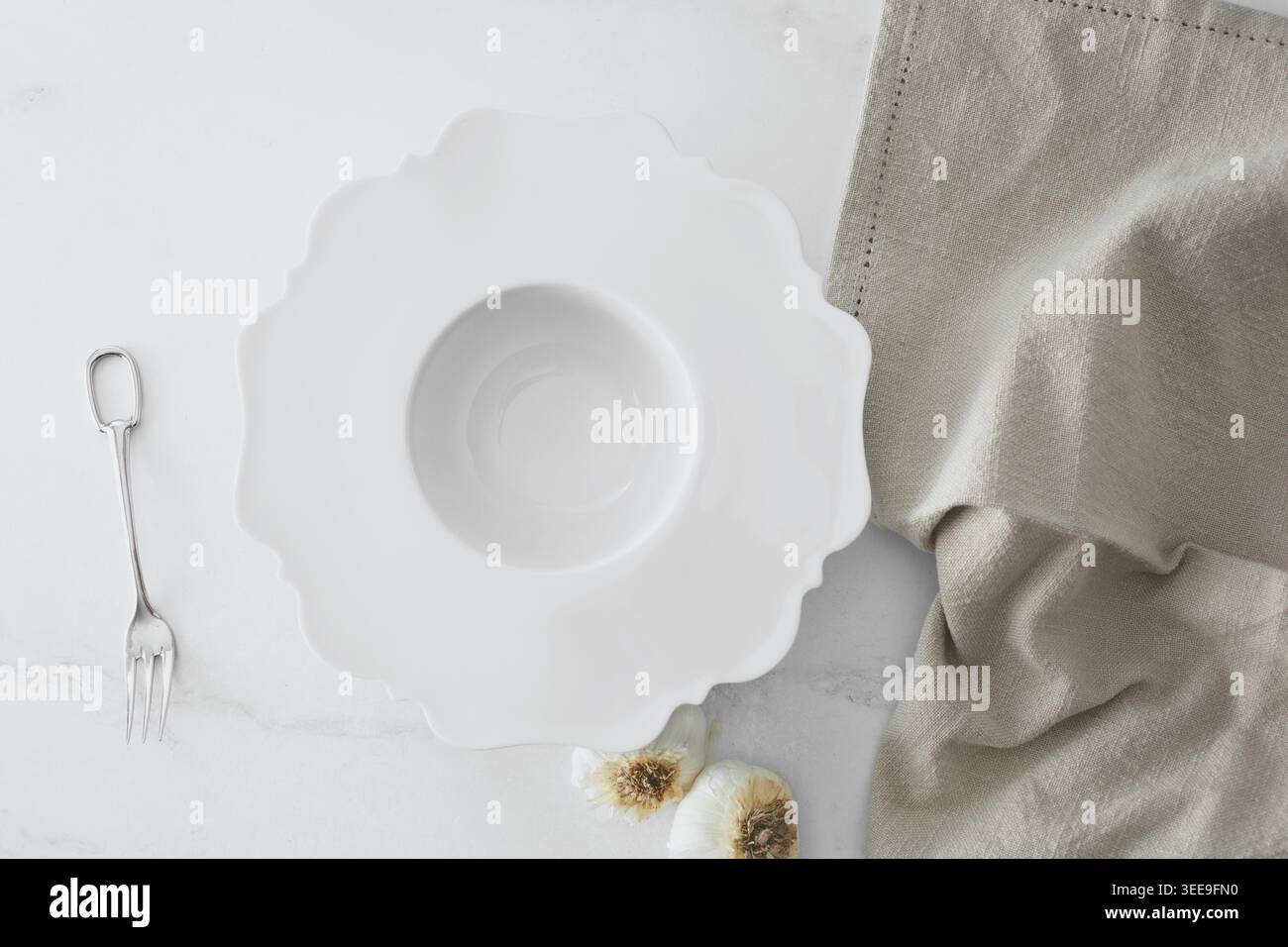 A top down view of a place setting. Stock Photo