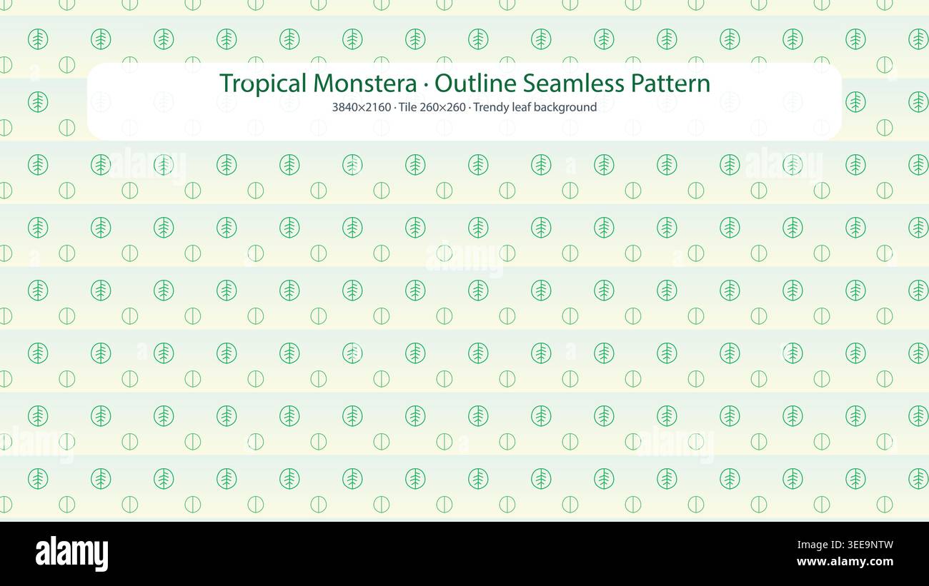Seamless Tropical Monstera Leaf Outline Pattern on Light Background Stock Vector