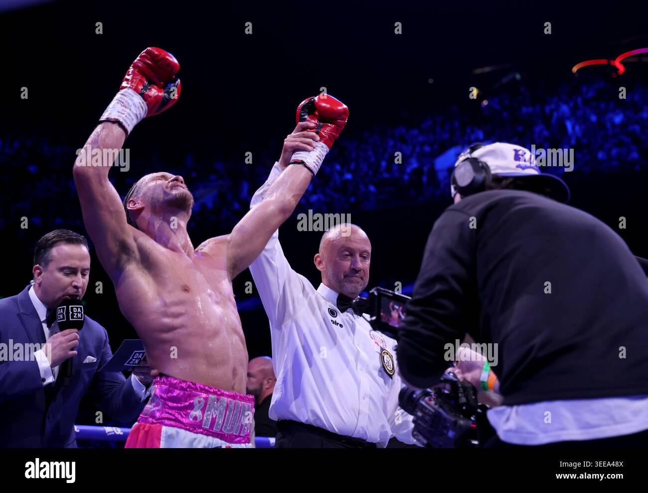 Jack Rafferty Corner Jack Rafferty (centre) celebrates after winning his Welterweight bout ...
