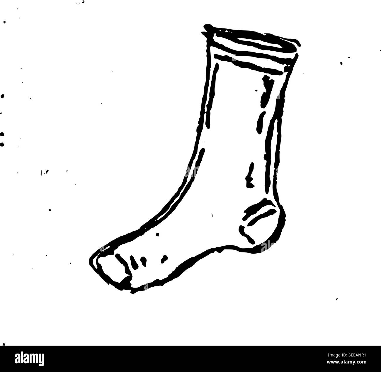 Hand Drawn Athletic Sock Vector Drawing Stock Vector
