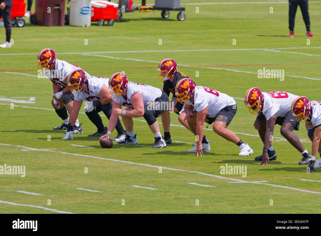 Washington Commanders rookie quarterback Athan Kaliakmanis (16) leading ...