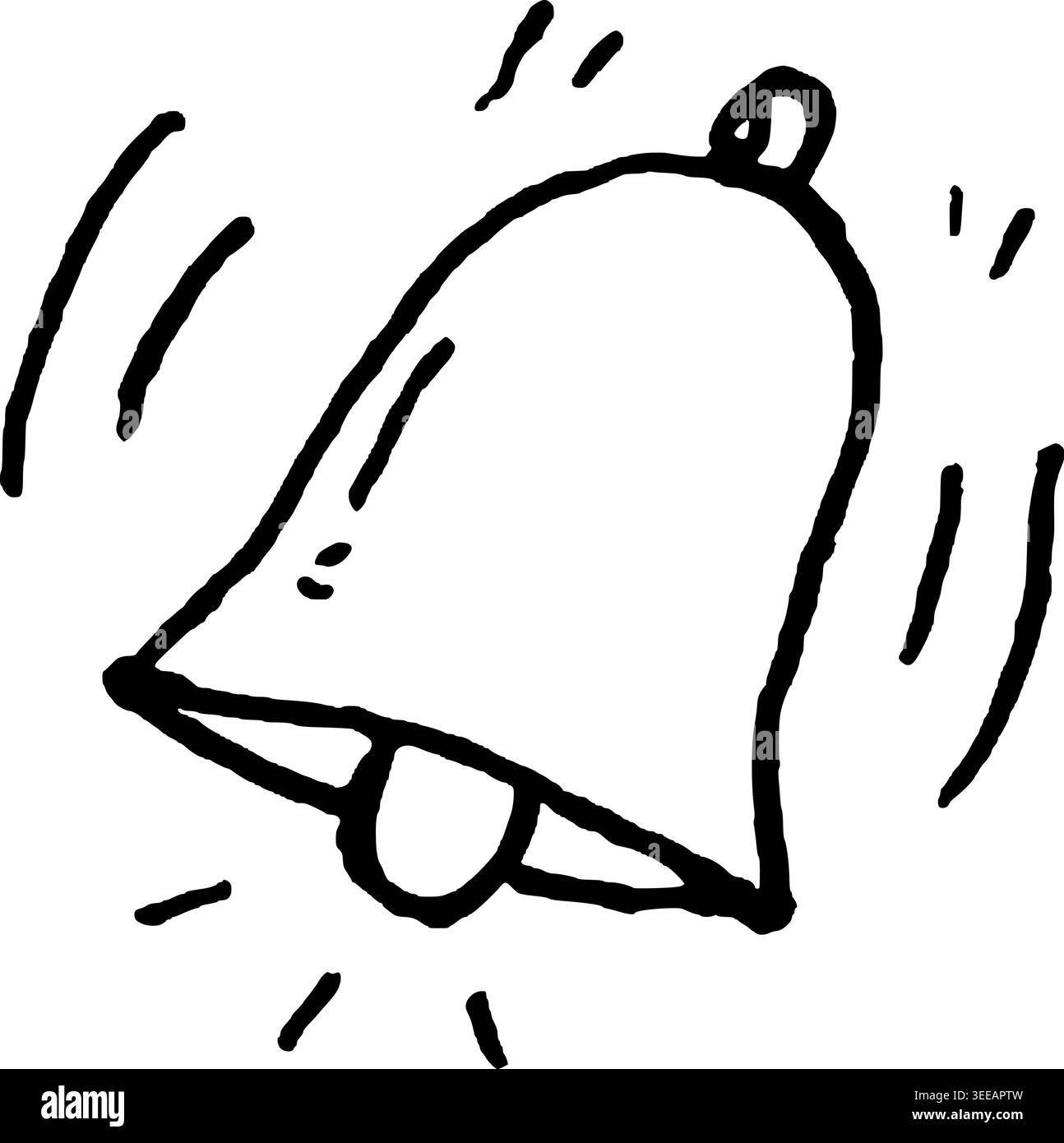 Hand Drawn Notification Bell Vector Line Art Stock Vector