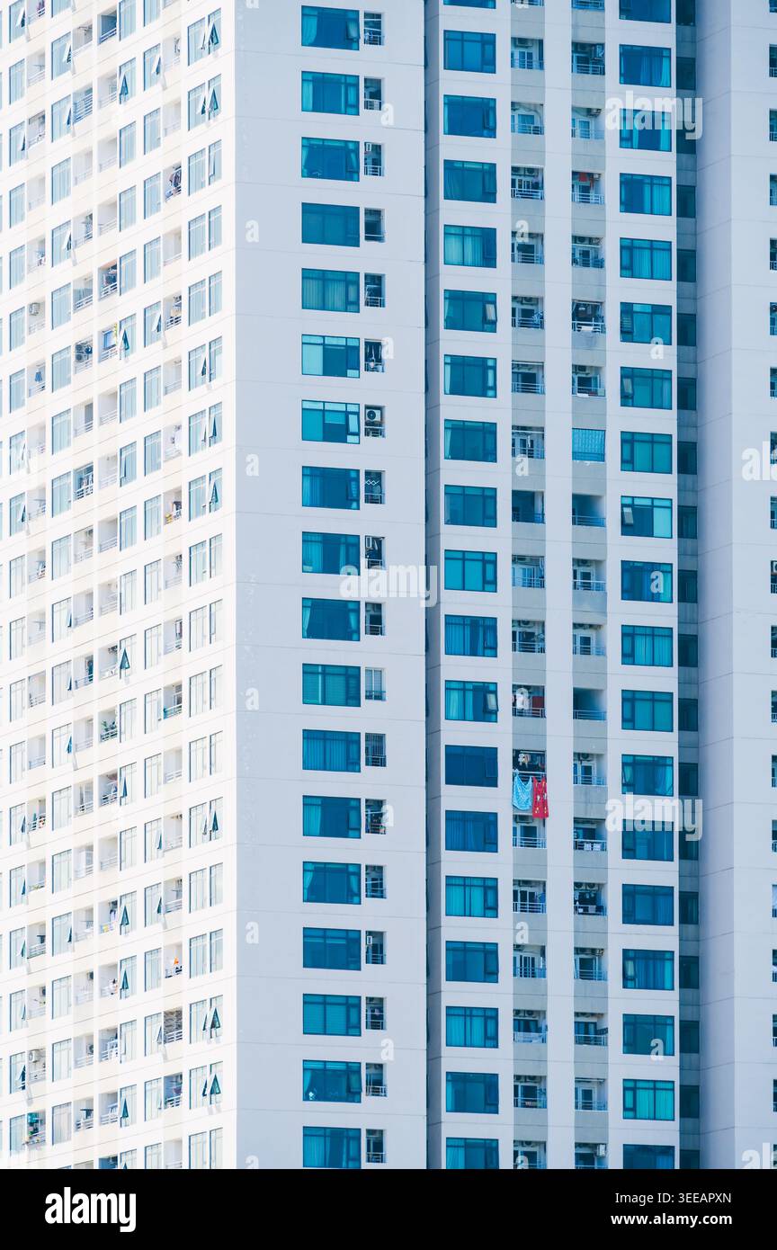 Tall apartment towers with repeating window Stock Photo