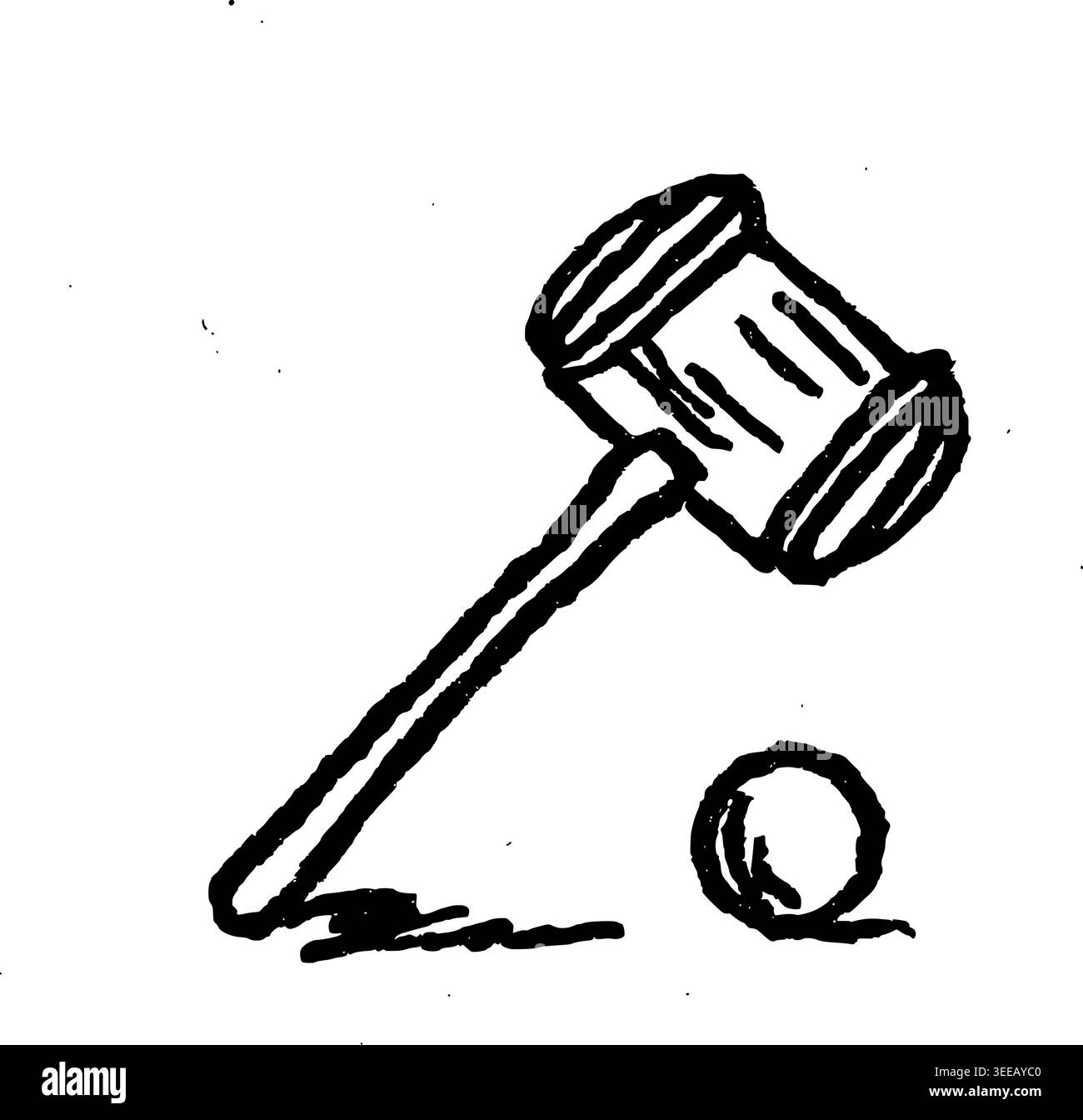 Hand Drawn Croquet Mallet and Ball Vector Drawing Stock Vector