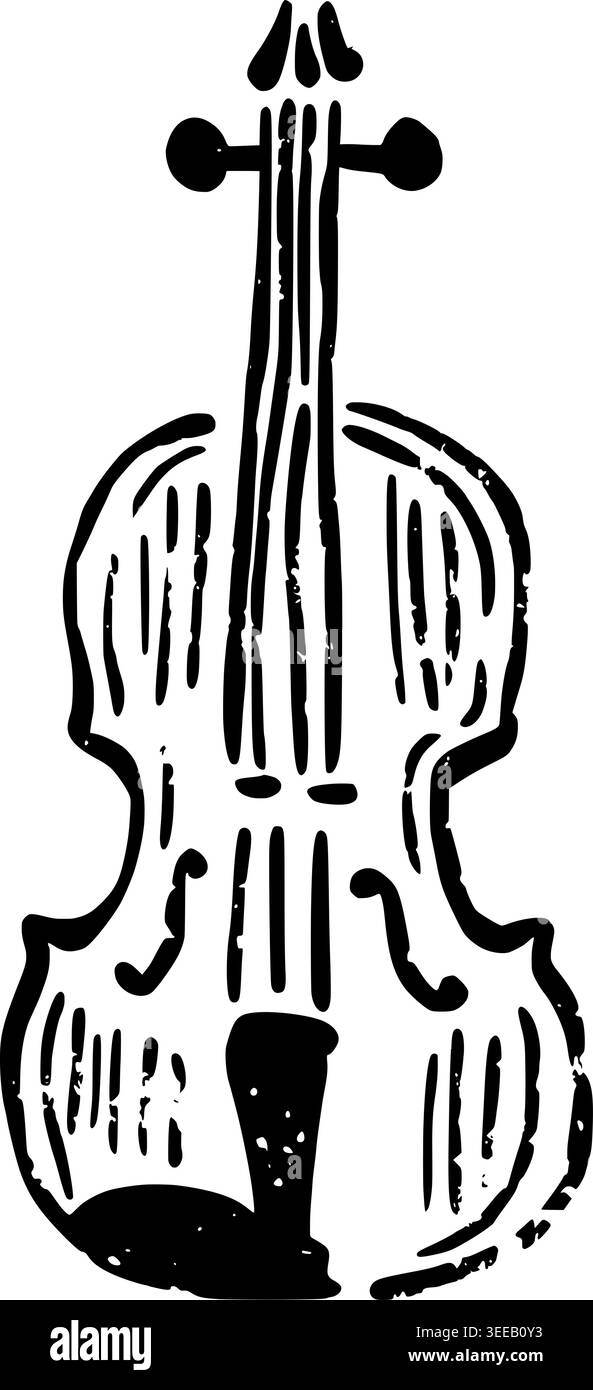 Hand Drawn Violin Vector Drawing Stock Vector