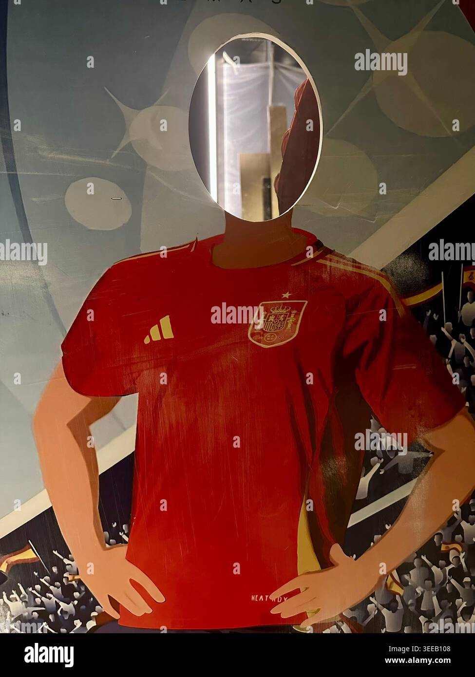 Spanish national footballer cardboard kit out in full kit Stock Photo