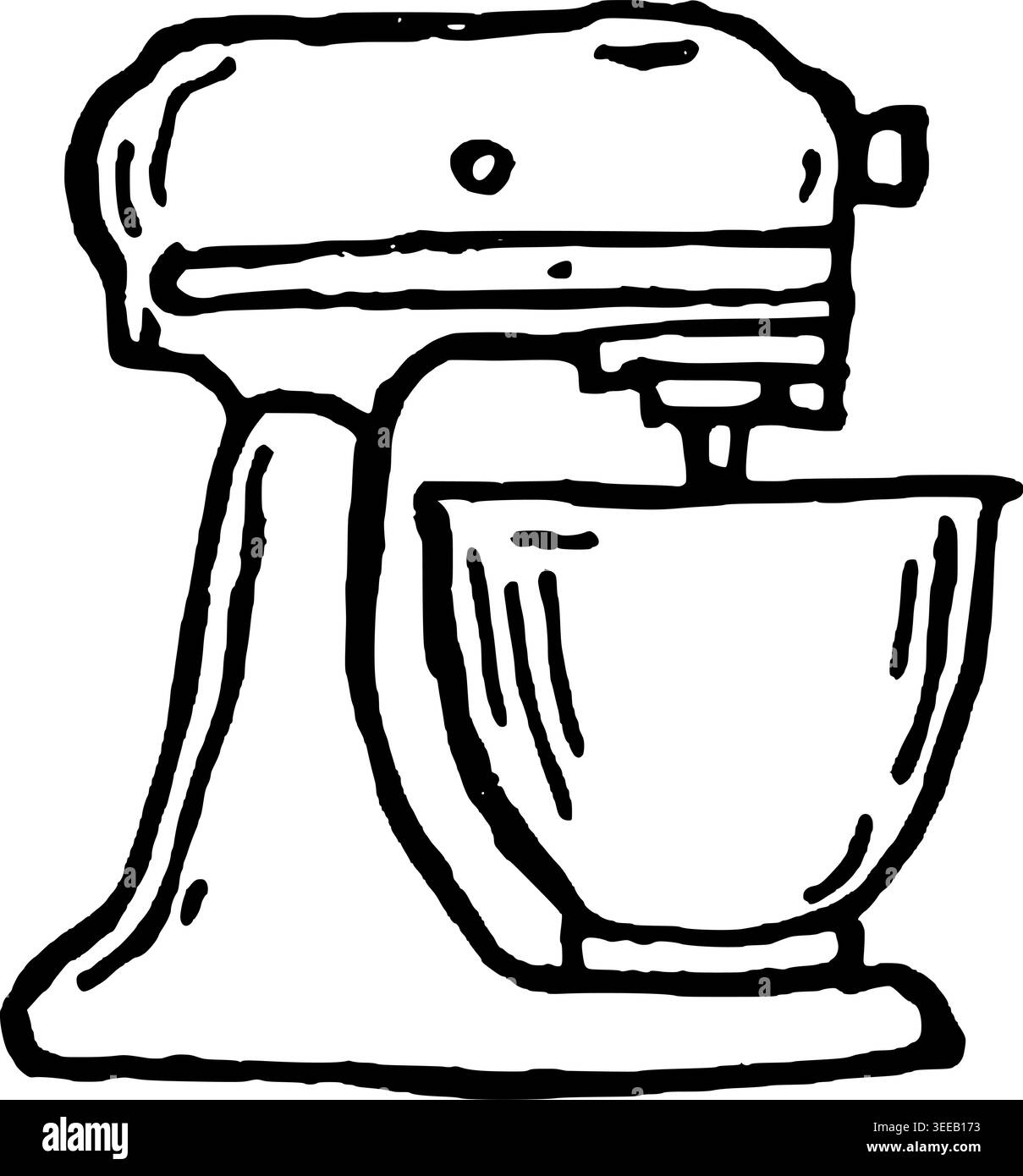 Hand Drawn Stand Mixer Vector Line Art Stock Vector