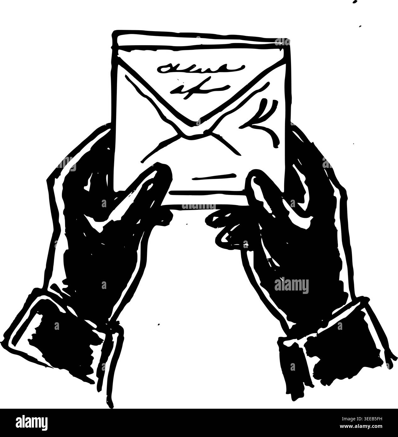 Hand Drawn Hands with Letter Vector Drawing Stock Vector