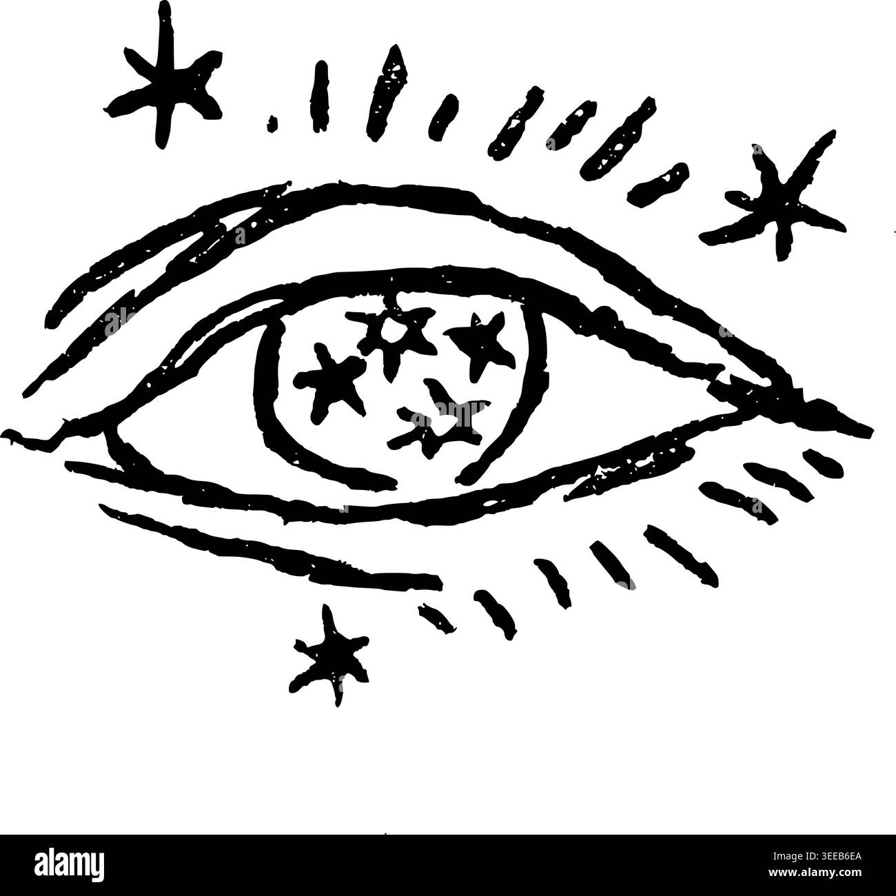Hand Drawn All Seeing Eye Vector Line Art Stock Vector