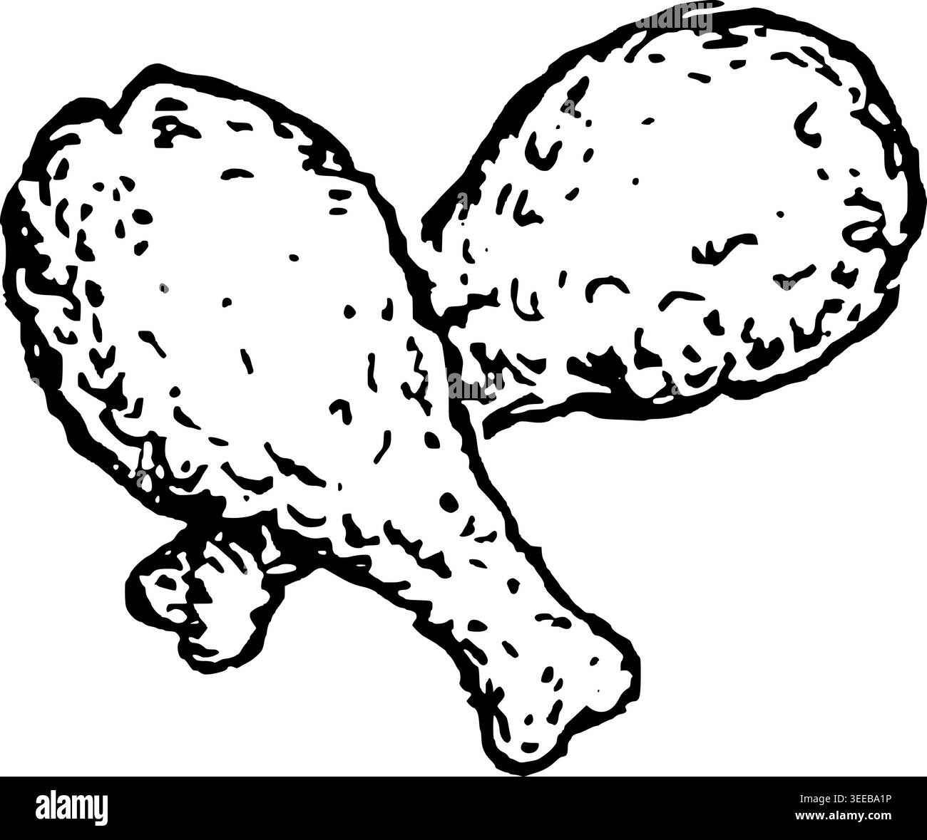 Hand Drawn Fried Chicken Drumsticks Vector Line Art Stock Vector