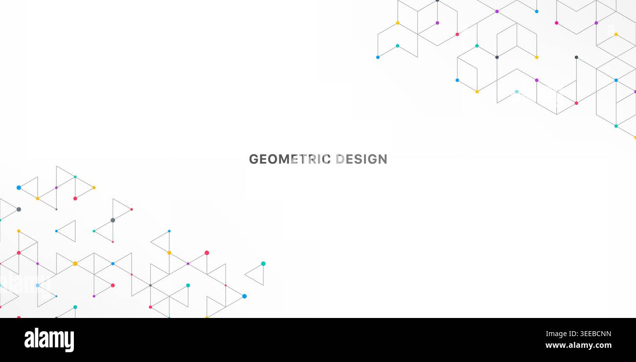 Abstract vector background with simple geometric figures and dots. Graphic design element and polygonal shape pattern Stock Vector