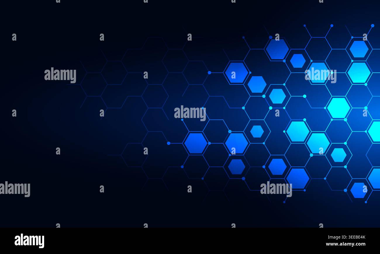 Abstract technology background and design element with hexagons pattern and geometric shapes Stock Vector