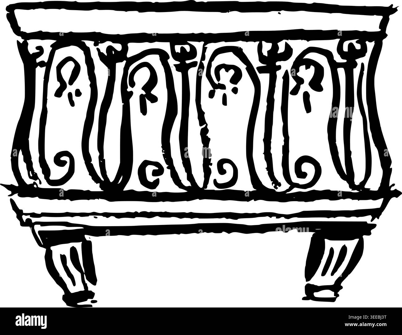 Hand Drawn Theater Balcony Vector Line Art Stock Vector