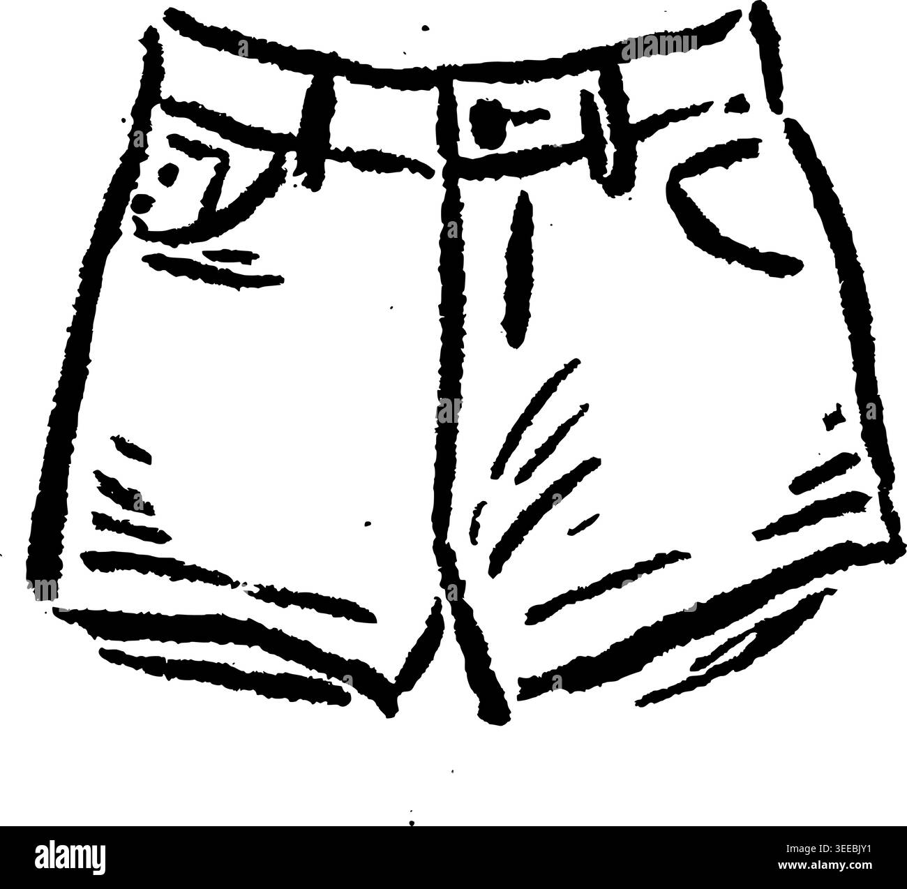 Hand Drawn Denim Shorts Vector Drawing Stock Vector