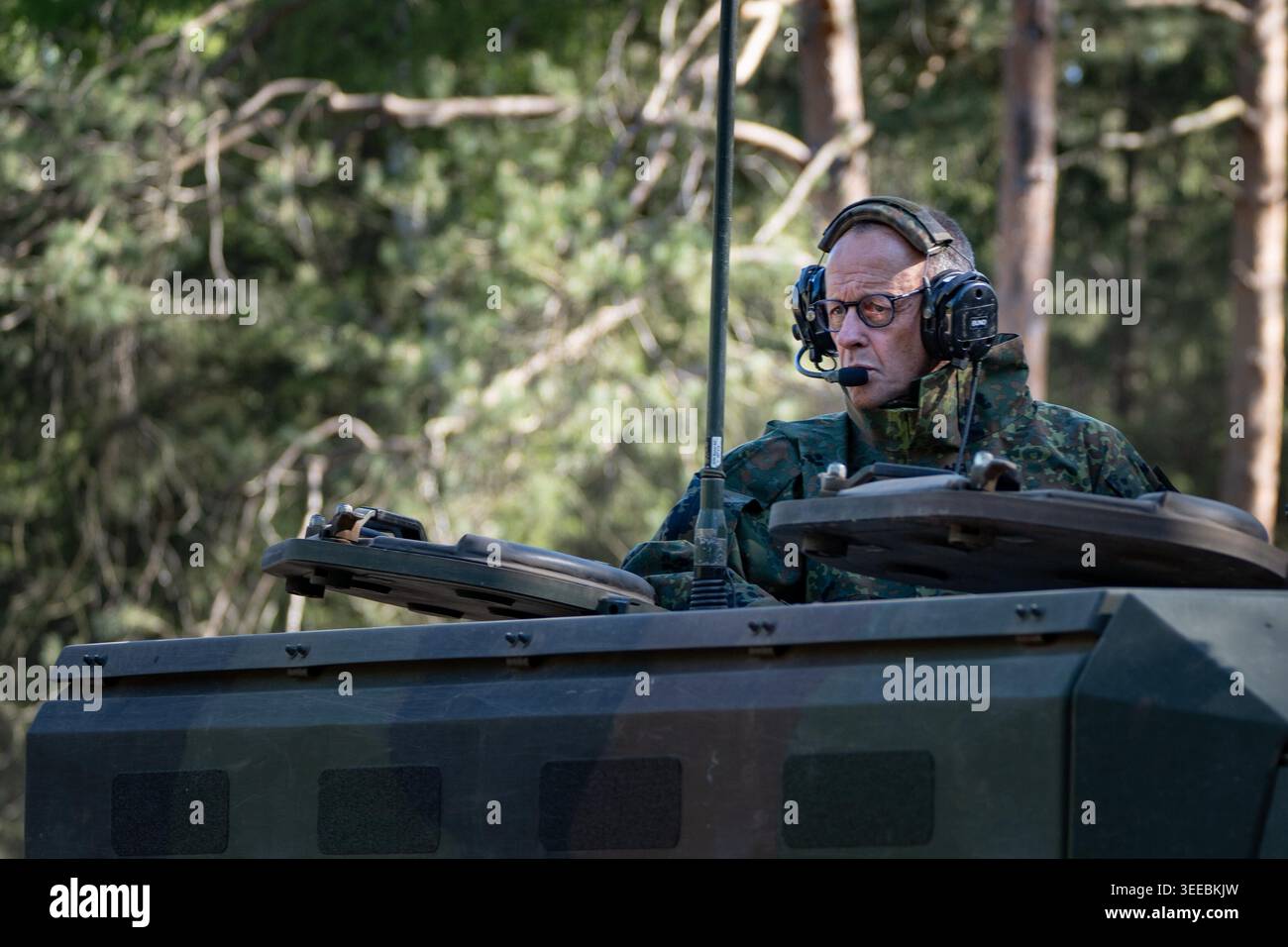 Chancellor Friedrich Merz on a GTK Boxer armored personnel carrier ...