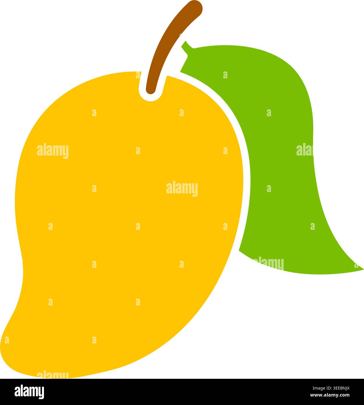 Mango Glyph Style Colorful Icon, Isolated Vector Illustration Stock Vector