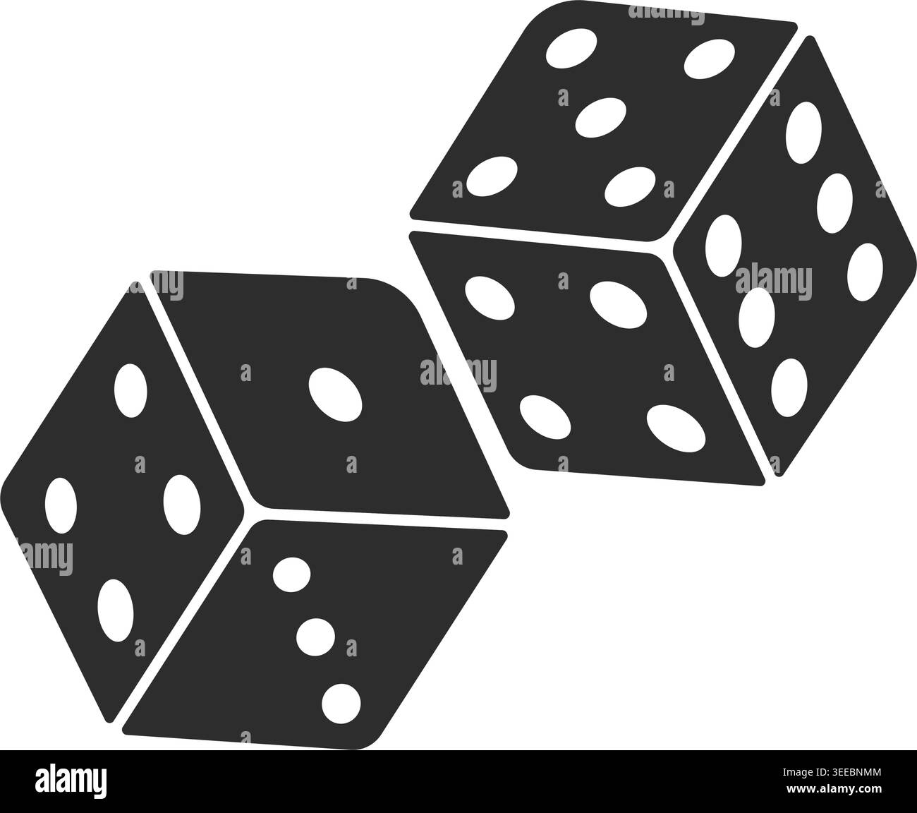 Two dice faces isolated icon on a white background. Vector illustration Stock Vector