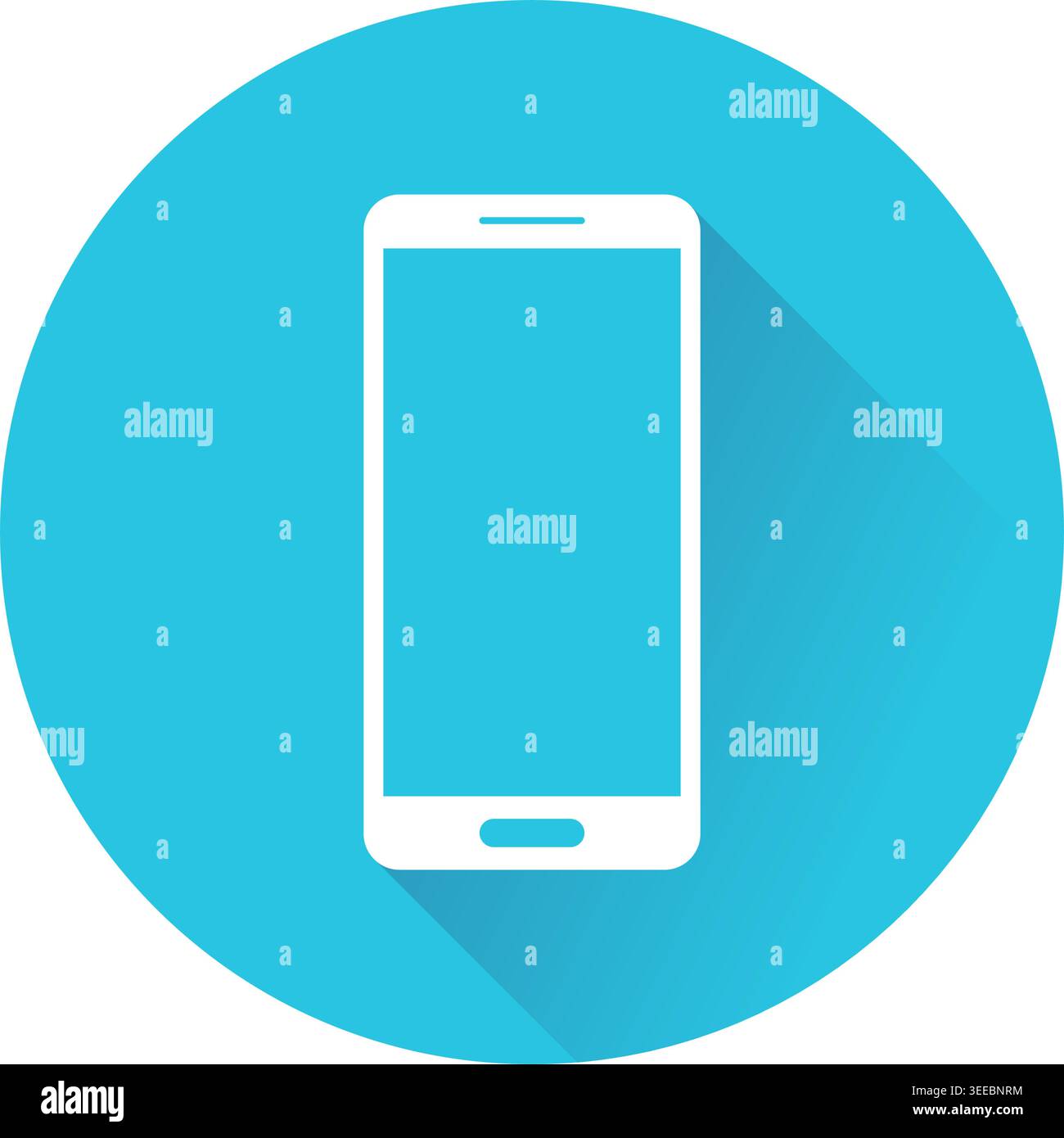 Smartphone round button with shadow, isolated icon on white background. Vector illustration Stock Vector