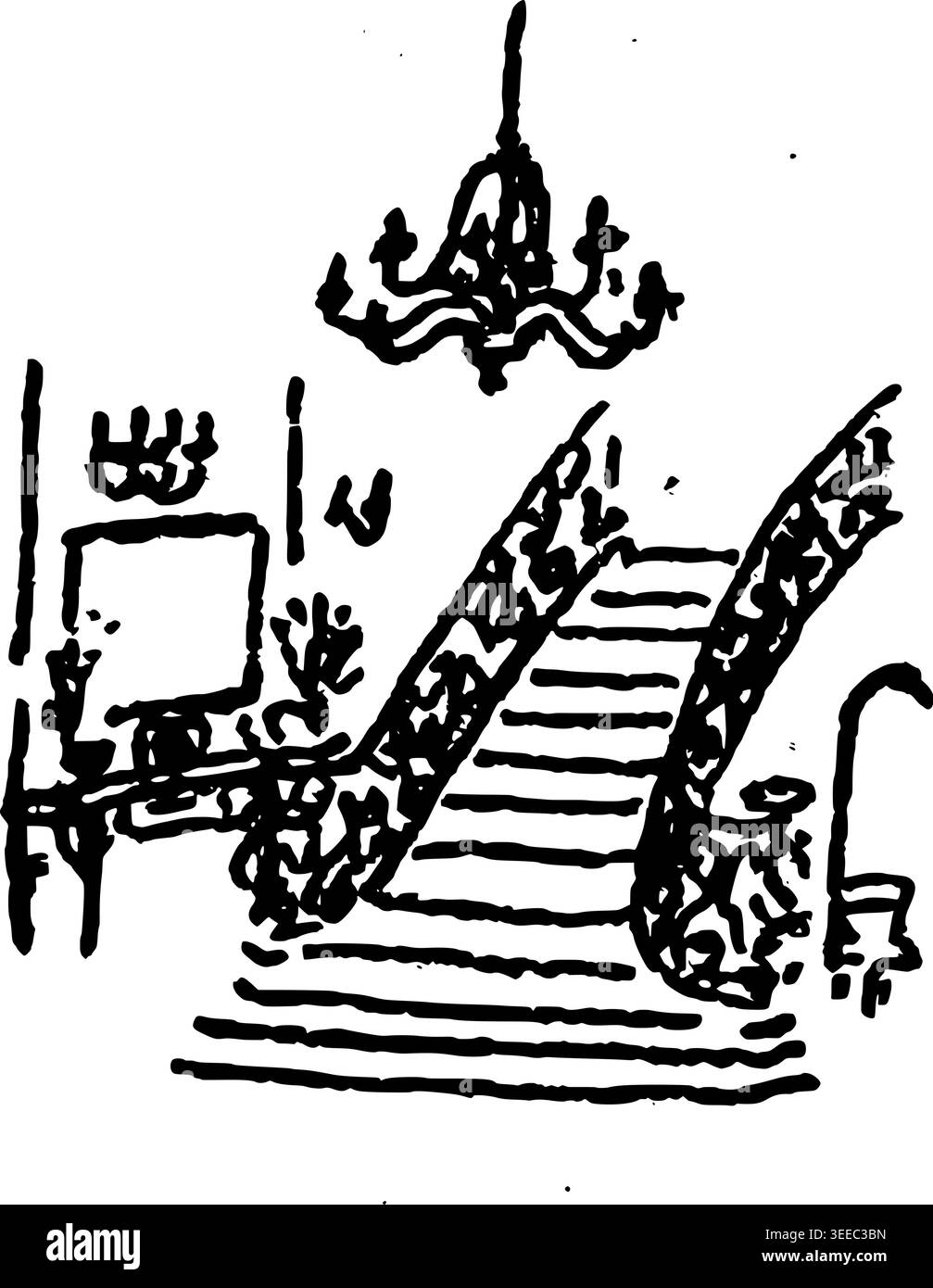 Hand Drawn Grand Staircase Vector Illustration Stock Vector