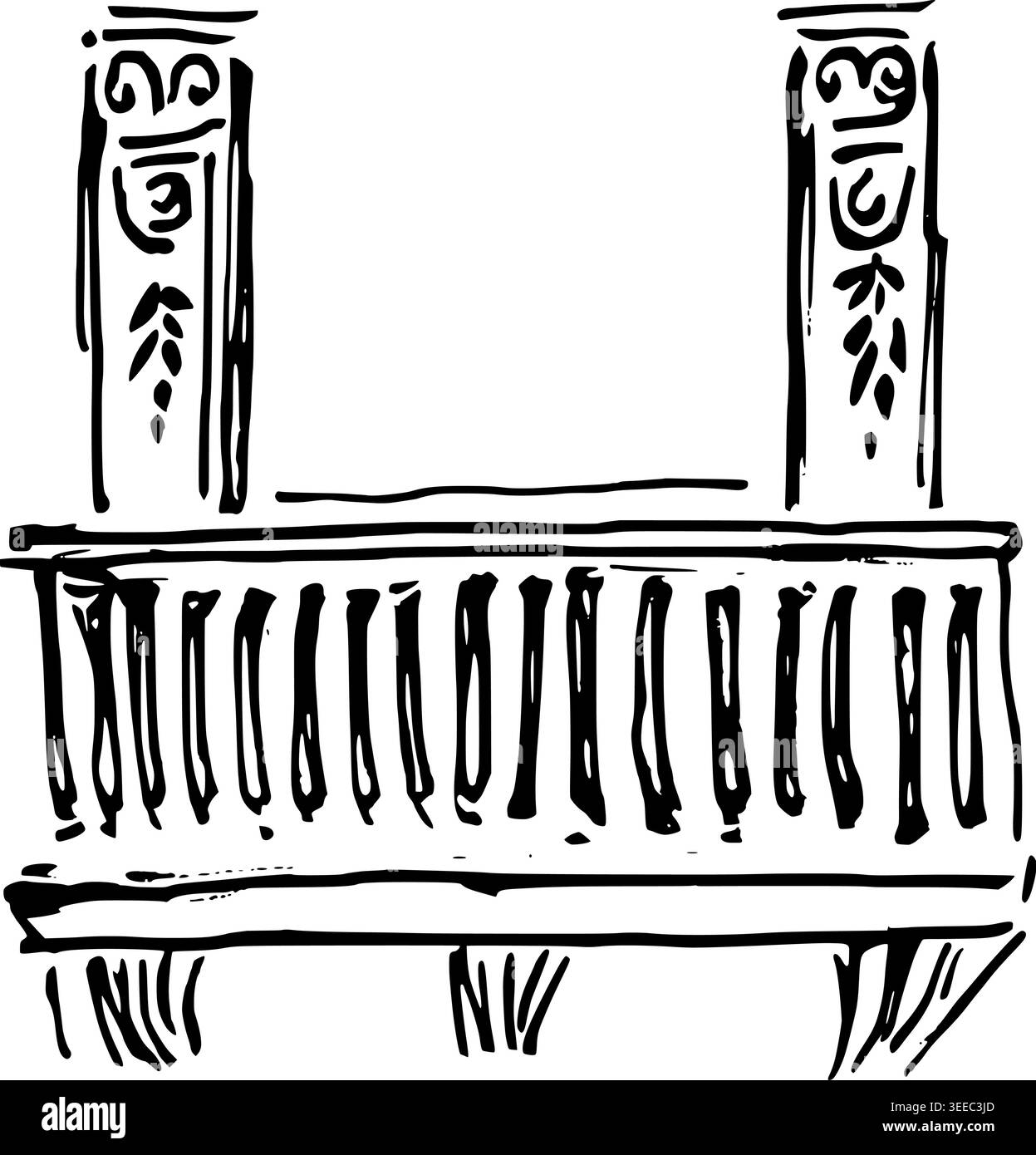 Hand Drawn Theater Balcony Vector Illustration Stock Vector