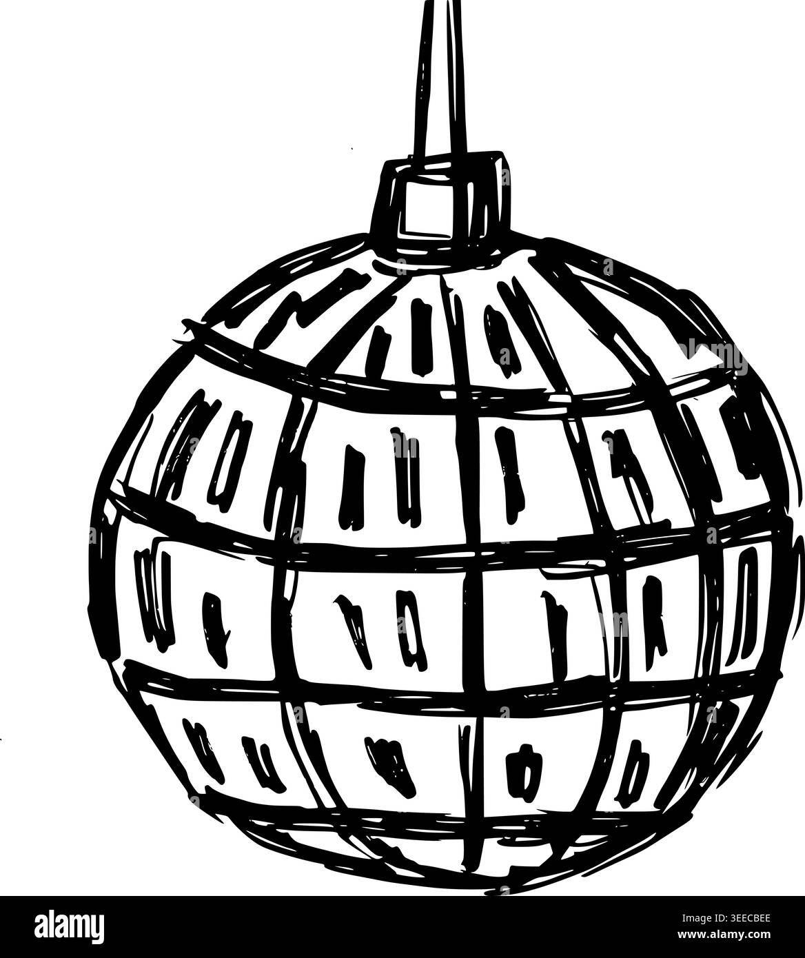 Hand Drawn Disco Ball Vector Line Art Stock Vector