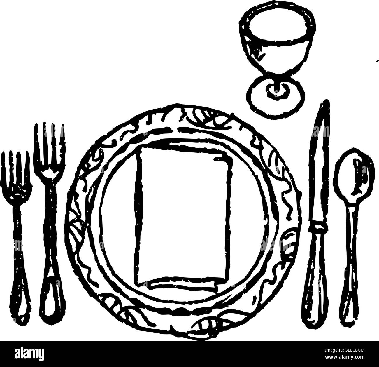 Hand Drawn Holiday Place Setting Vector Illustration Stock Vector
