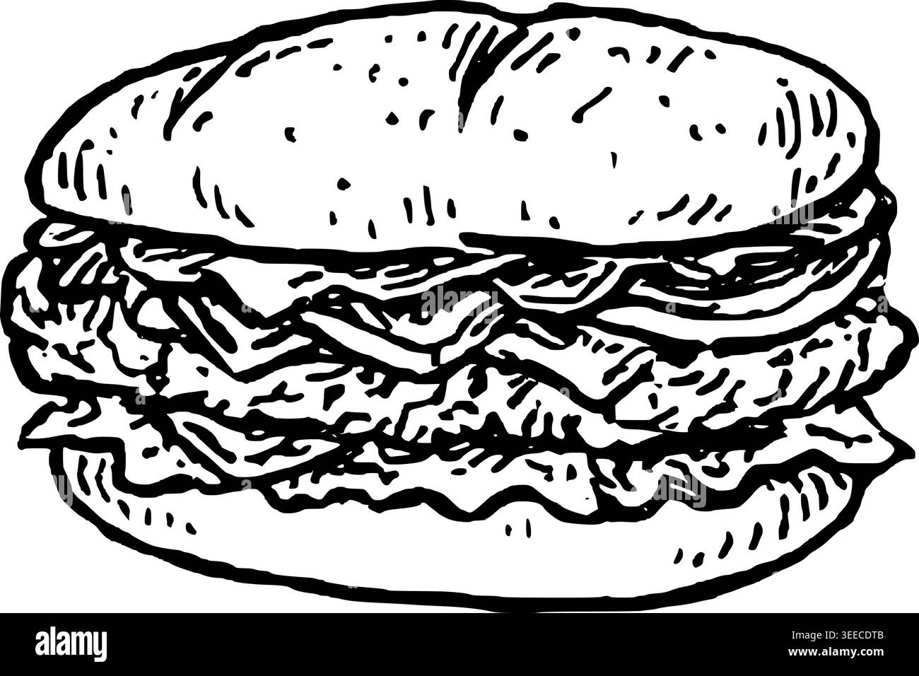 Hand Drawn Cheeseburger Vector Line Art Stock Vector Image & Art - Alamy