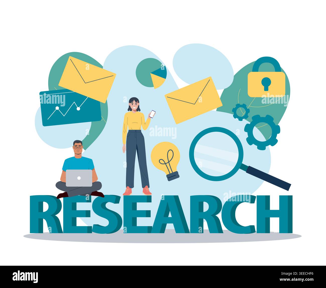 Research concept scene. Vector illustration Stock Vector